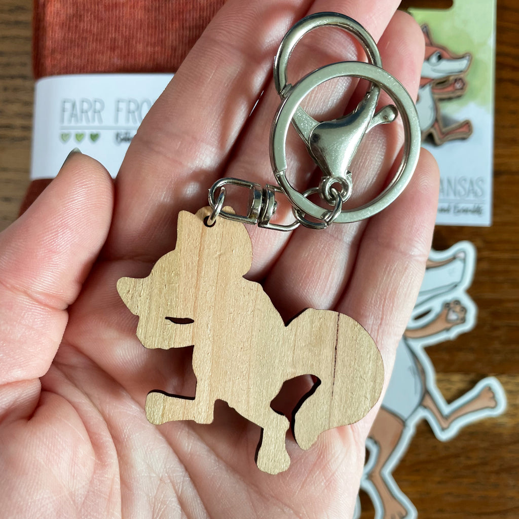 Fox Cherry Wood Keyring