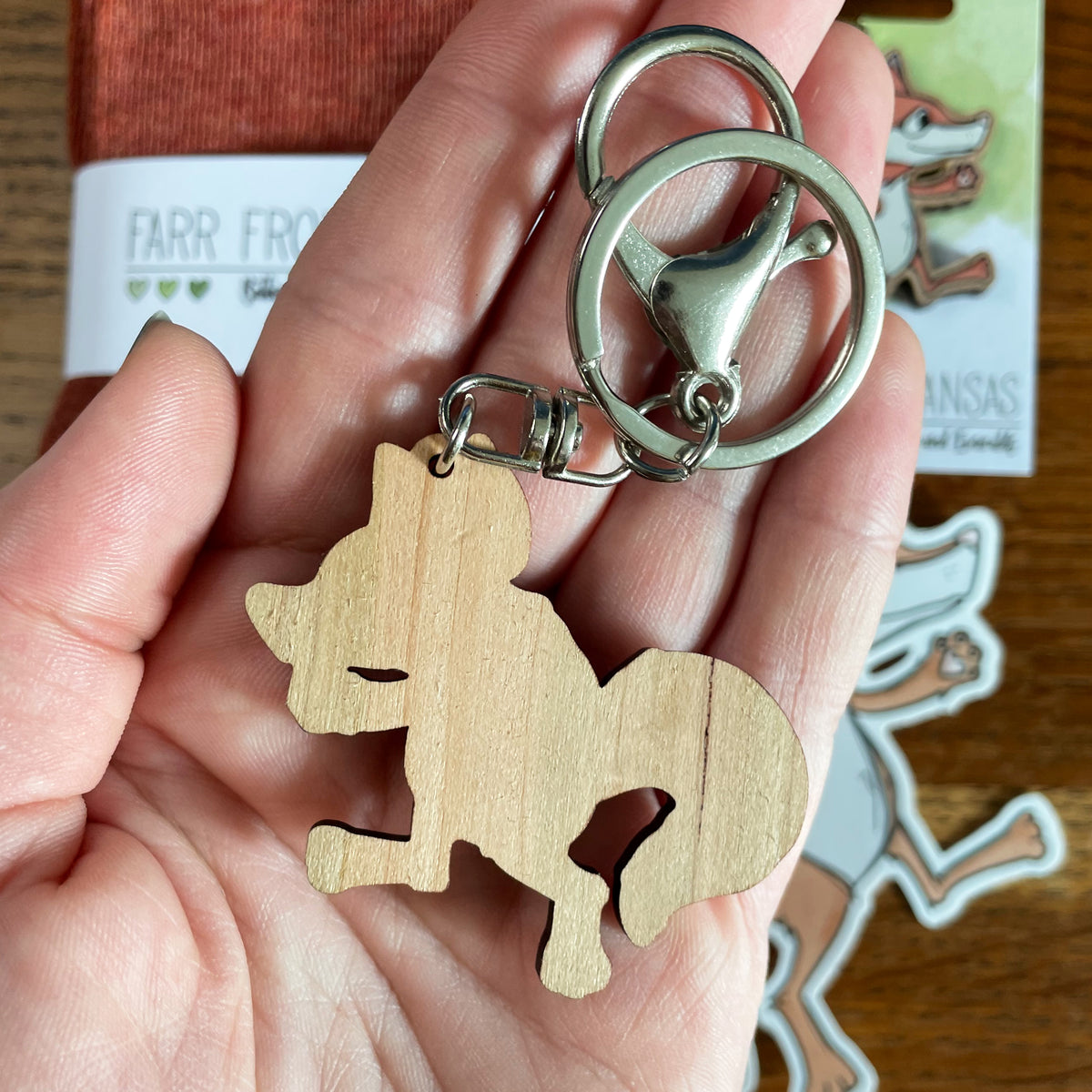 Fox Cherry Wood Keyring