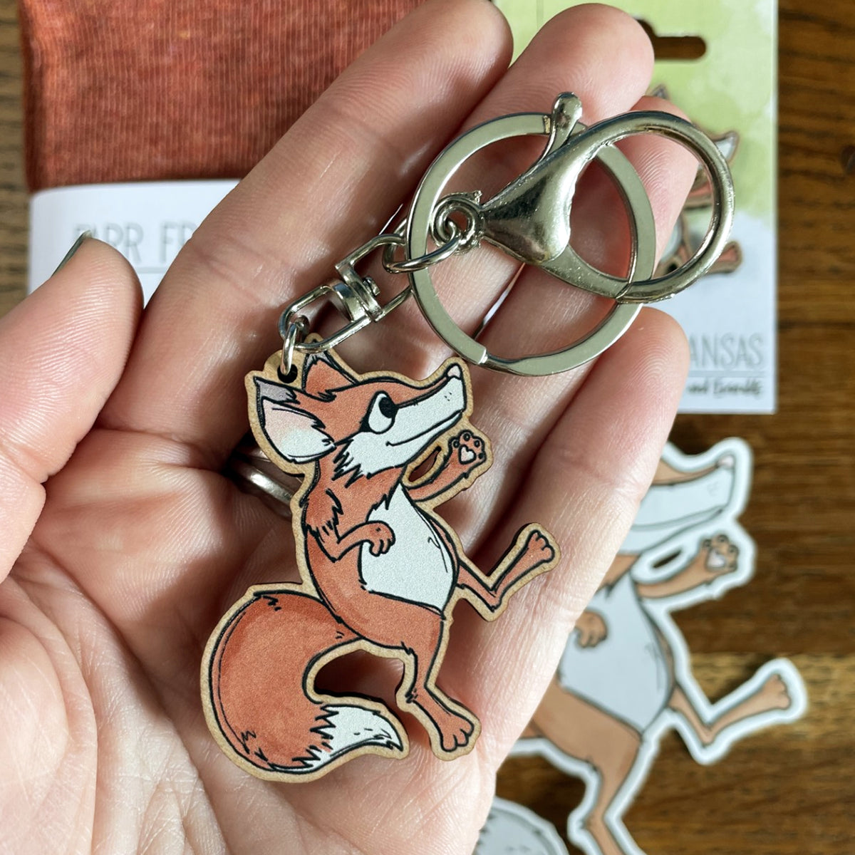 Fox Cherry Wood Keyring