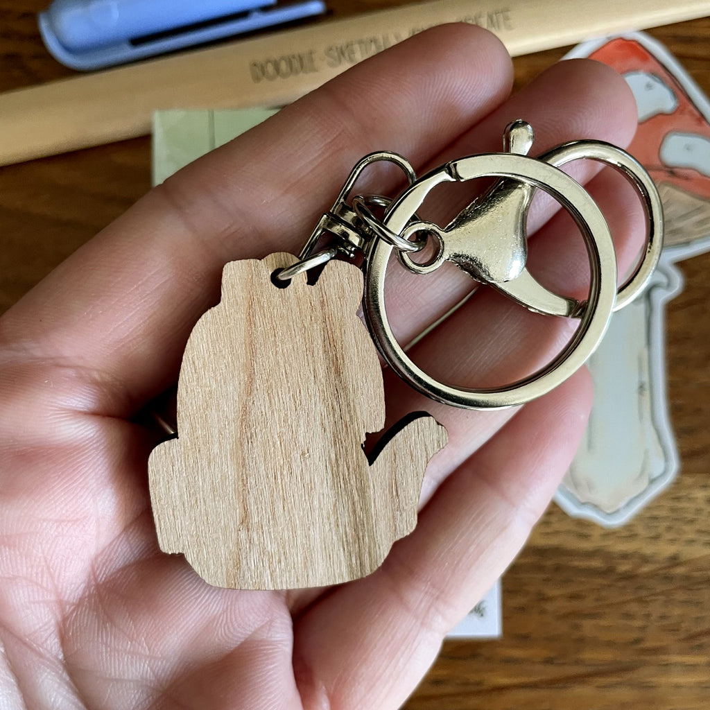 Praying Mantis Cherry Wood Keyring
