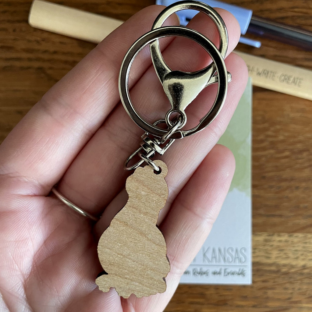 Pigeon Cherry Wood Keyring